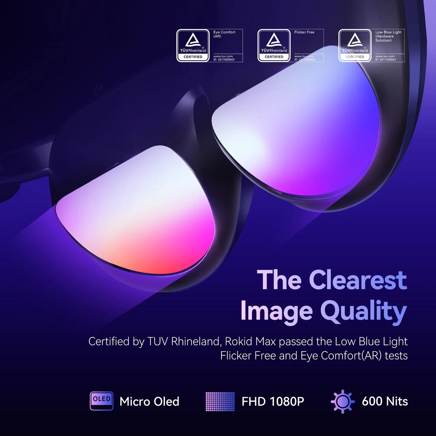 Rokid Max AR 3D Smart Glasses Micro OLED 215”Max Screen 50° FoV Viewing For Phones/Switch/PS5/Xbox/PC Smart On Sales