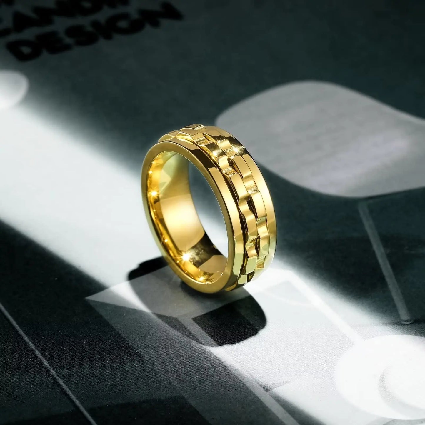 GearFury Chain-Spin Ring — Titanium Steel Grind, Zero-Noise Focus, 8mm Biker Cool (BT*8019)