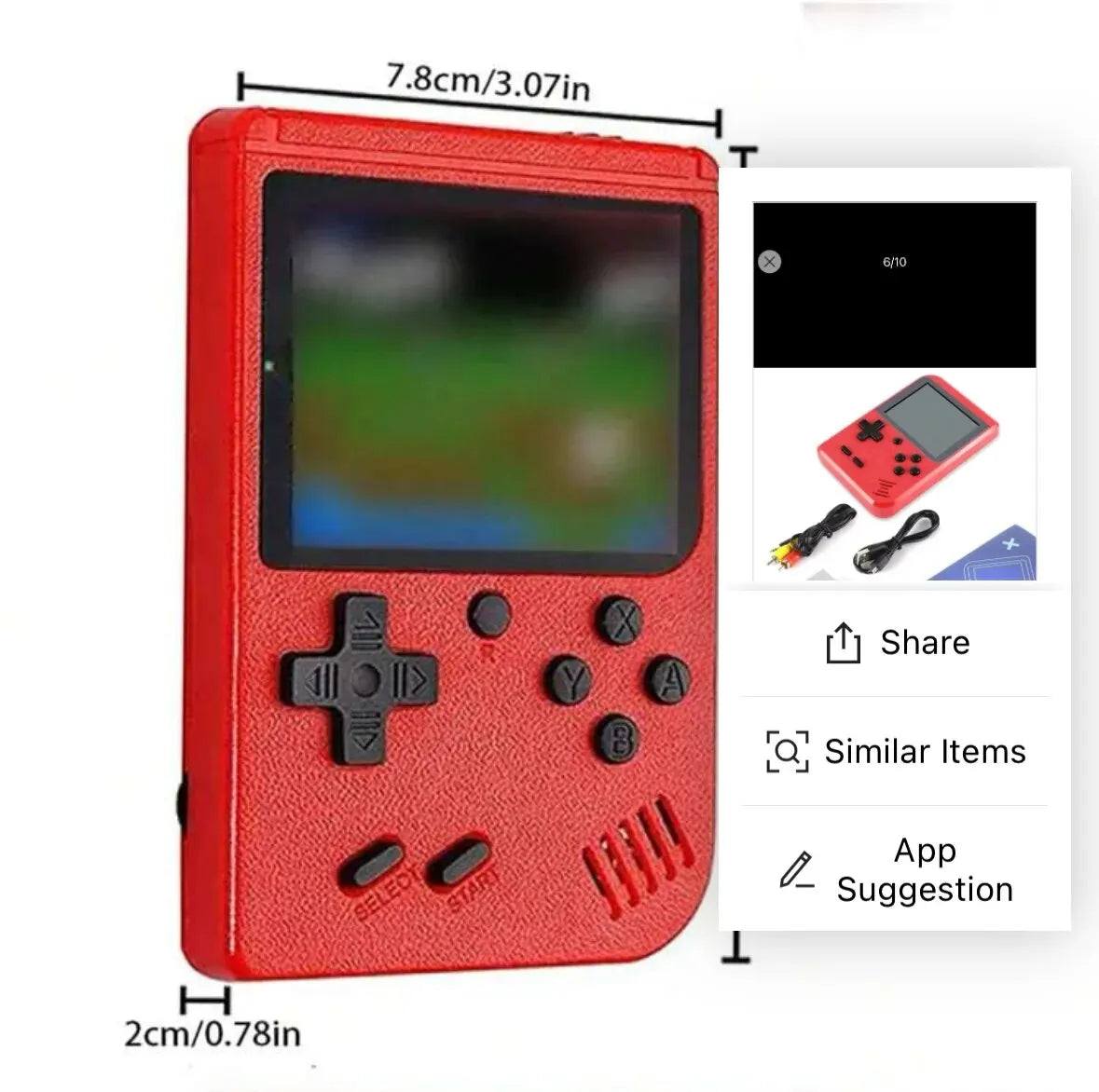 A Red Retro Classic Games Children's Handheld Small Game Console With Hundreds Of Game Charging Can Be Connected To The TV - THOOBO!