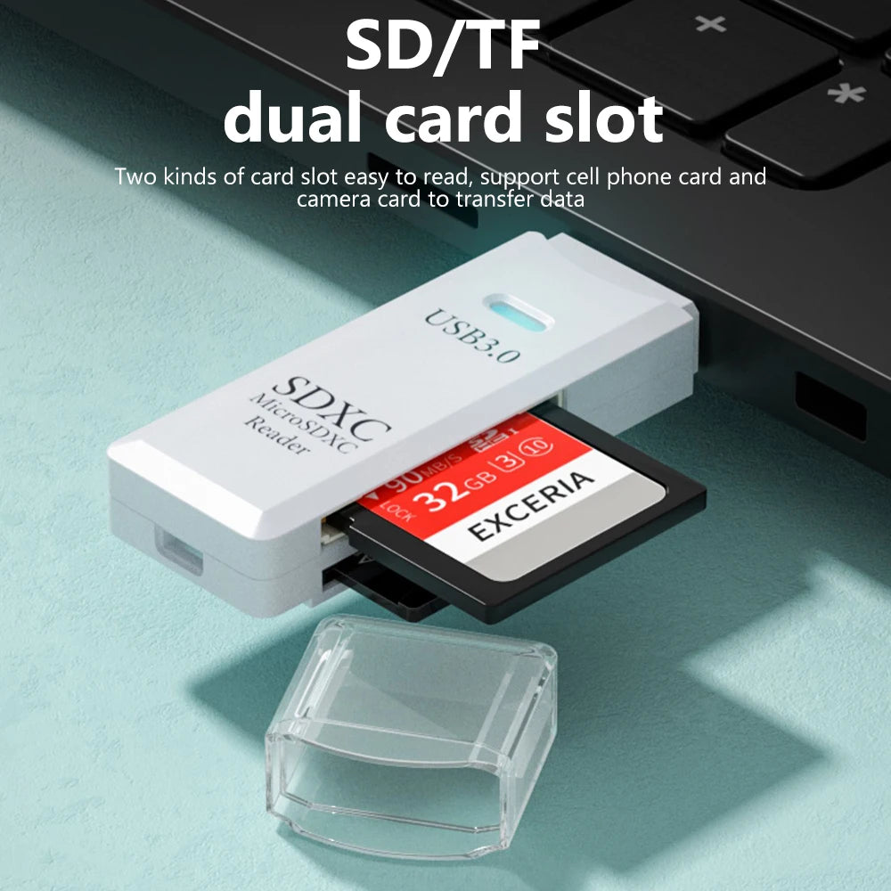 SpeedyBit DuoCard Reader – High-Speed 2-in-1 USB 3.0 TF & SD Card Reader Adapter for Laptop & PC