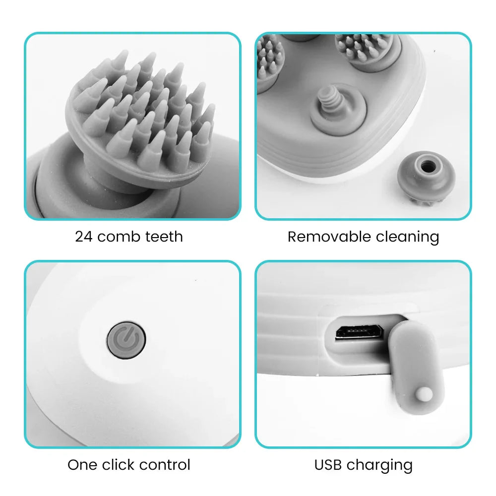 Electric Pet Claw Massager with 4 Kneading Heads – Deep Tissue Grooming & Relaxation for Cats and Small Pets