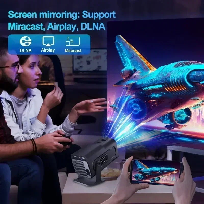 HY320 Mini Newly Native 720P Android 11 4K Projector 300ANSI Wifi6 BT5.0 Cinema Outdoor Portable 180° Rotable Projector