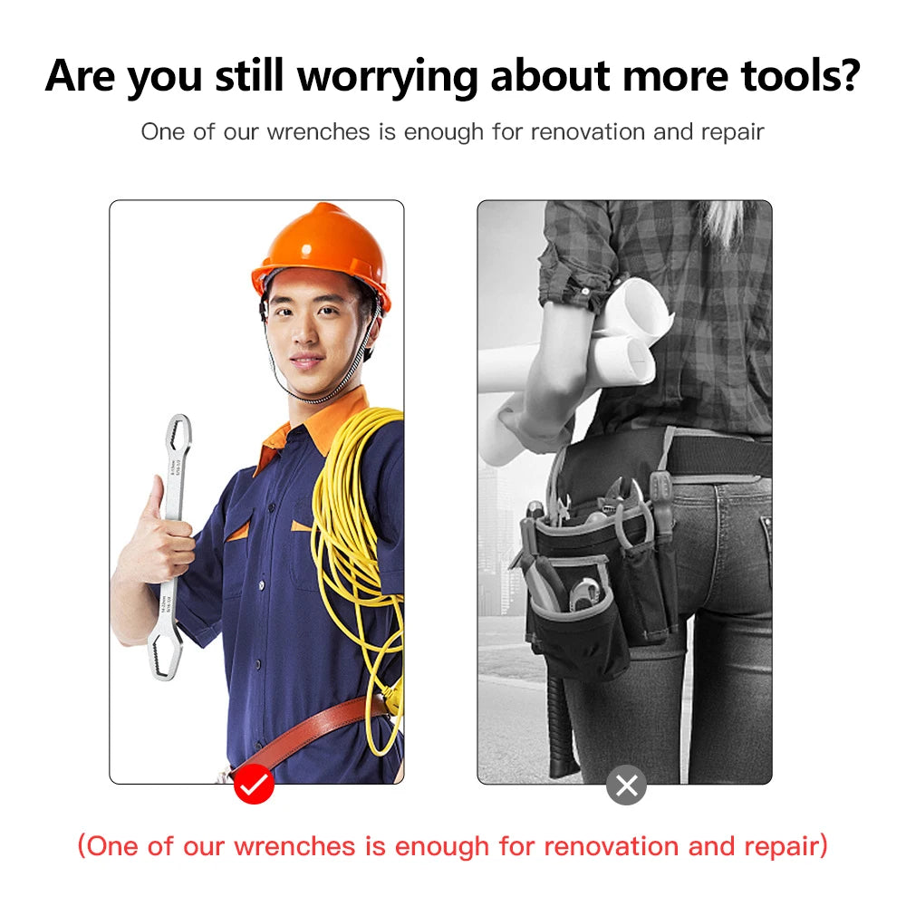 QuickFix TwinTorque Wrench – Double-Headed Self-Tightening Spanner for 8–22mm | Chrome Vanadium Beast Mode Tool! - THOOBO!