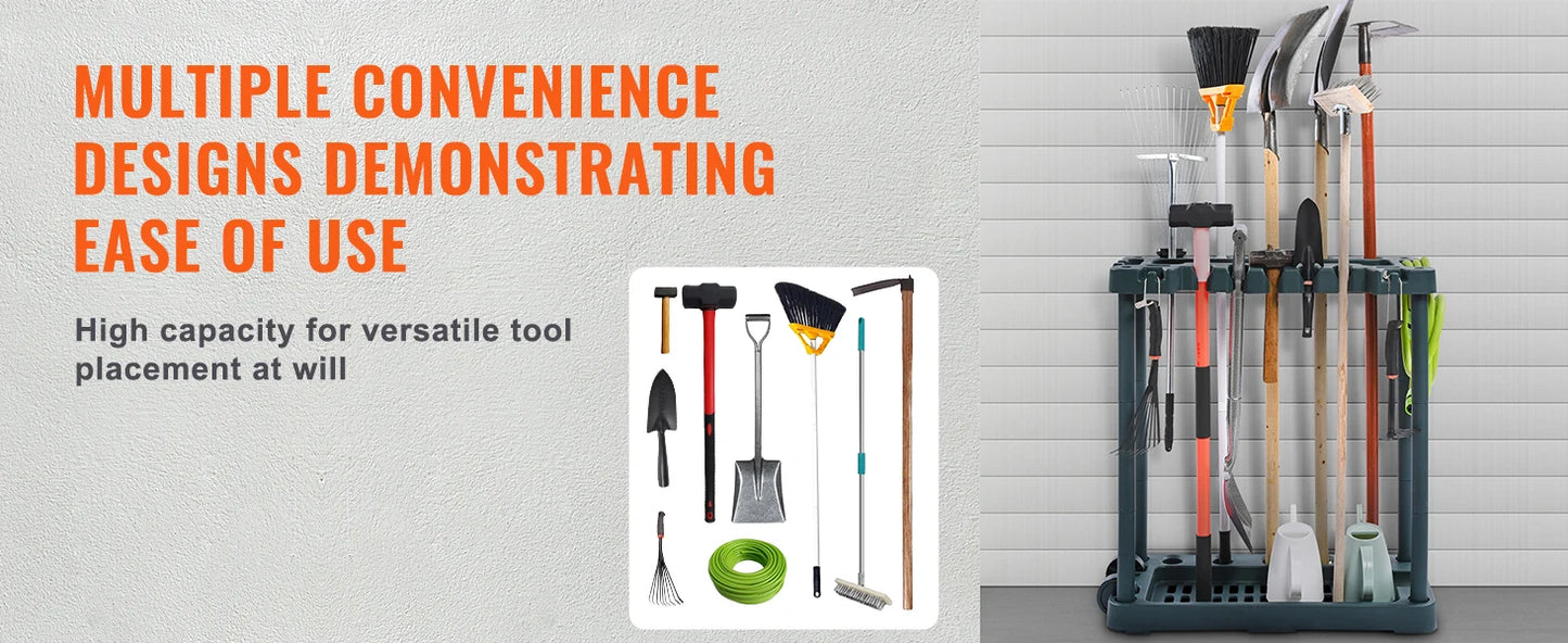 YardMaster 10-Slot Garden Tool Organizer – Heavy-Duty Storage Rack for Rakes, Shovels, Brooms & Garage Gear