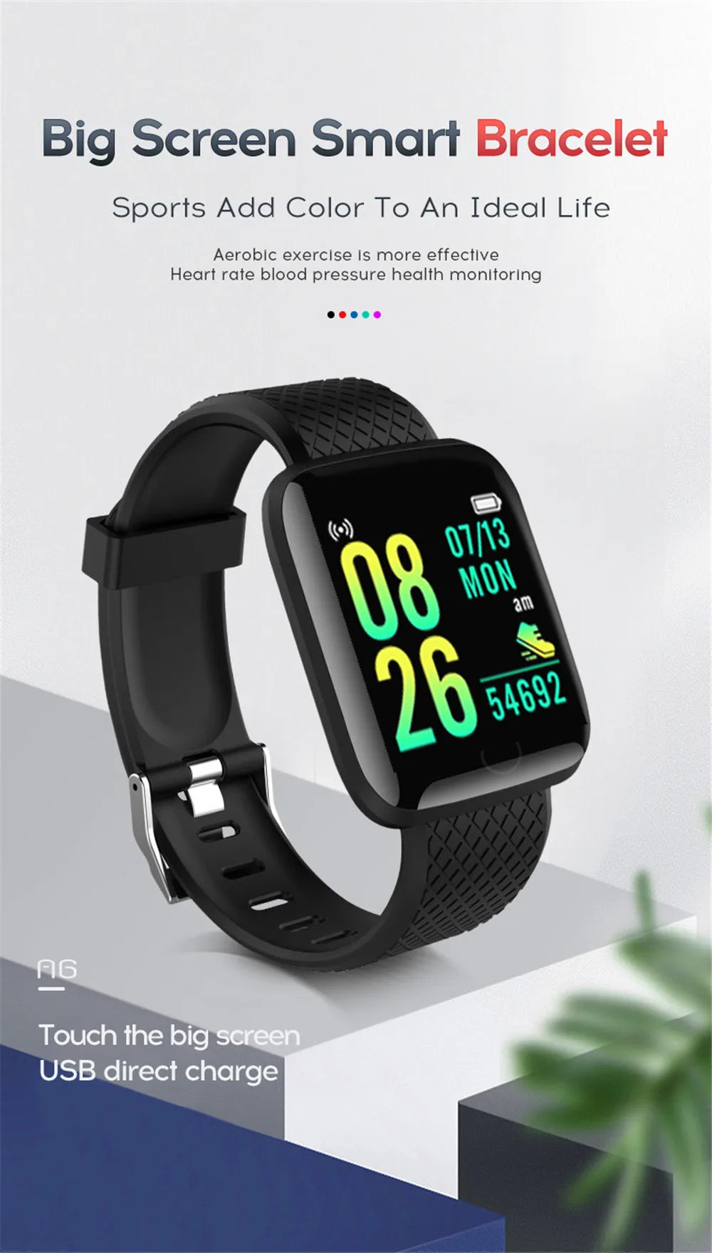 WristIQ 116 – Lightweight Bluetooth Smartwatch for Fitness, Sleep, Messages &amp; Daily Tracking with USB Charging