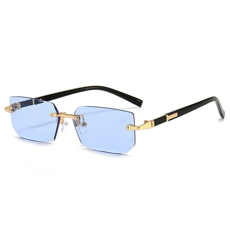 Rimless Sunglasses Rectangle Fashion Popular Women Men Shades Small Square Sun Glasses For Female Male Summer Traveling Oculos - THOOBO!