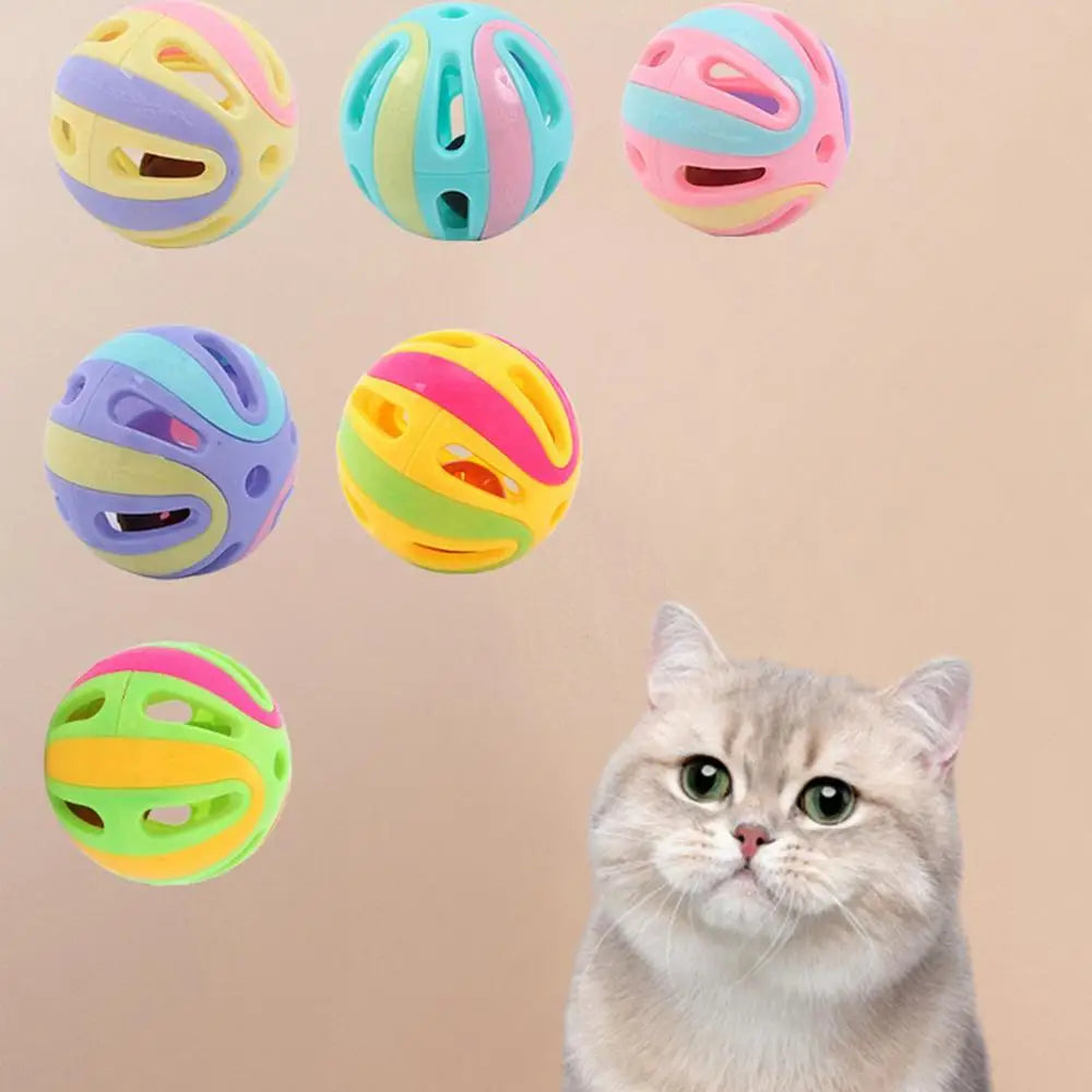 Cat Toy With Bell Cat Pounce Jinggle Ball Hollow Cat Jingle Balls Interactive Cat Toys Kitten Chasing Toys For Kitten Cats - THOOBO!