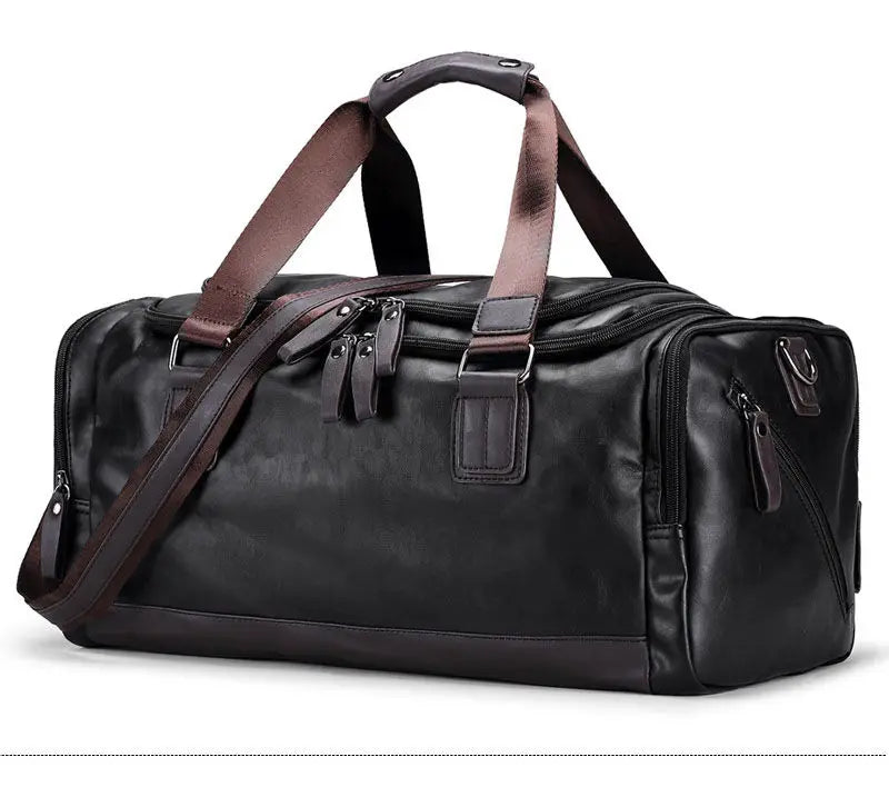ApexMode Luxe — Men’s PU Leather Gym & Travel Duffle Bag With Shoulder Strap
