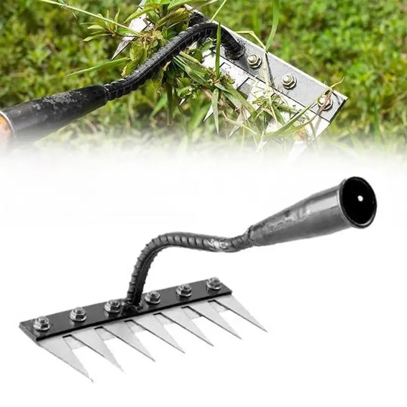 Battle Rake by Lizard Vigilante – 7/8-Teeth Carbon Steel Garden Harrow for Hardcore Weeding