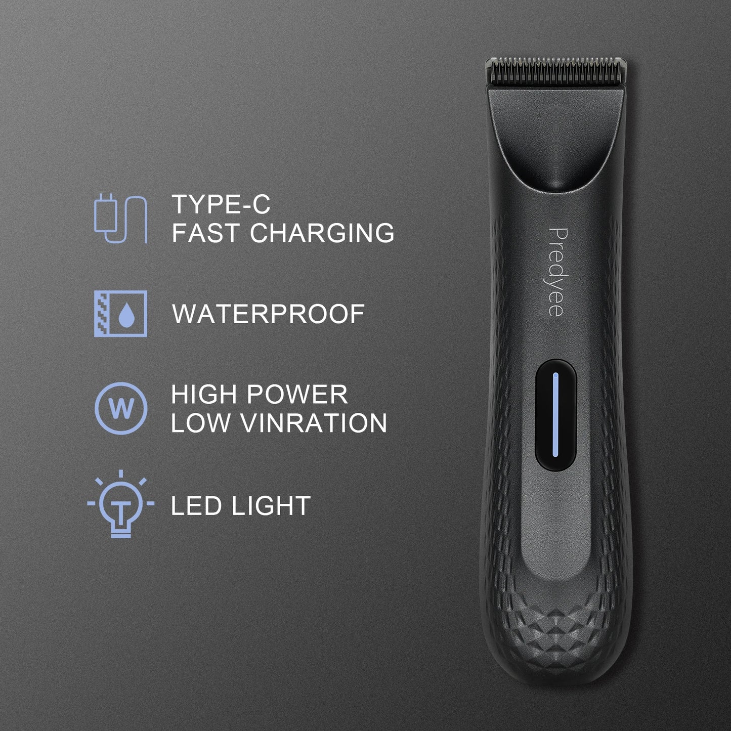 Predyee Electric Groin & Body Hair Trimmer – Waterproof Men’s Groomer with Replaceable Ceramic Blades & LED Precision Light