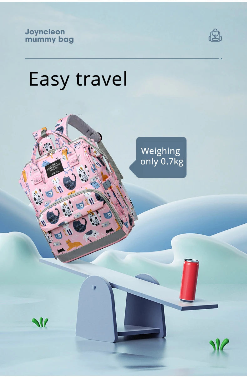 JoyTrail Mommy Backpack — Lightweight Printed Nylon Maternity & Baby Travel Bag with Large Capacity