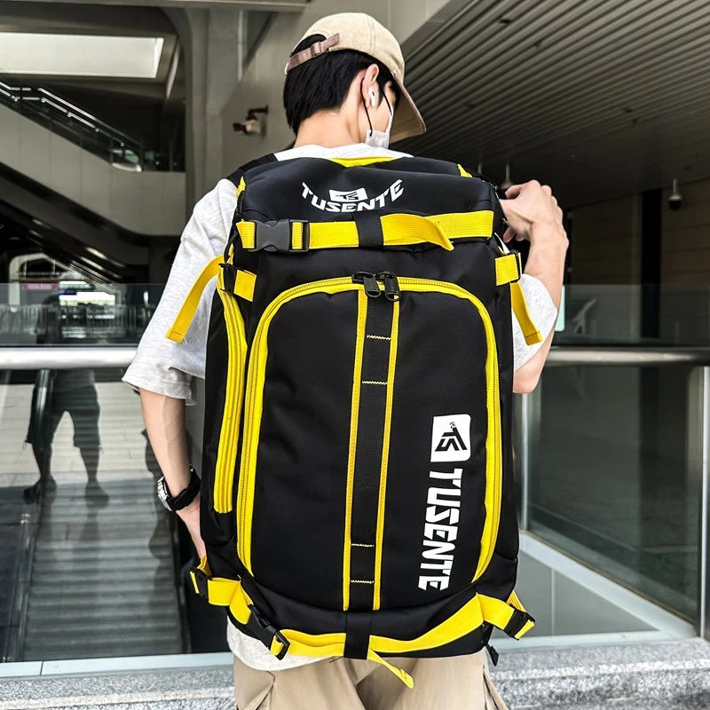 PatchVibe Titan — 75L Waterproof Gym & Travel Backpack w/ Shoe Garage + Laptop Vault