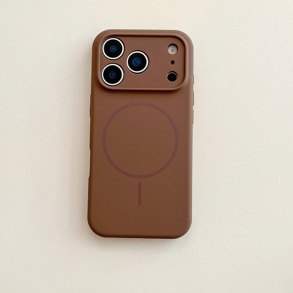 Desert Gold liquid silicone magnetic charging phone case for iPhone 17 16 15 14 13 12 Pro Max Air fine hole magsafe soft cover