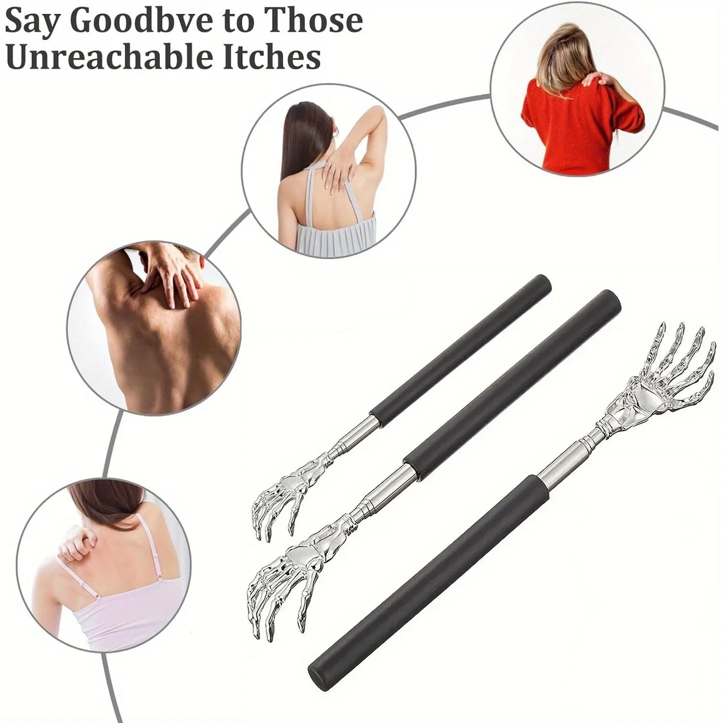 Portable Extendable Back Scratcher Stainless Steel Telescoping Back Scratcher for Both Human and Pets Extendable Back Massager - THOOBO!