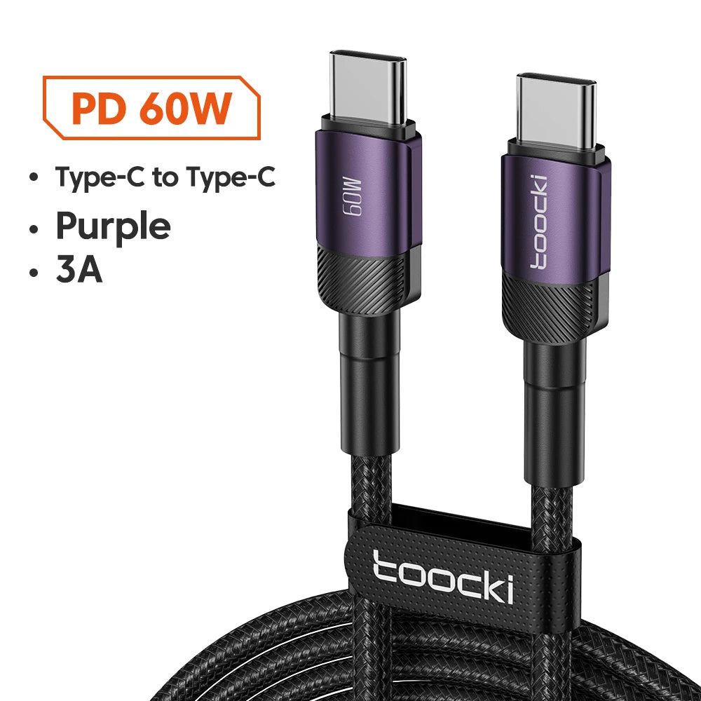 Toocki 100W Type C to USB C Cable PD 3.0 Quick Charge 4.0 Fast Charging Type C to Type C for iPhone 15 Macbook Samsung Xiaomi - THOOBO!