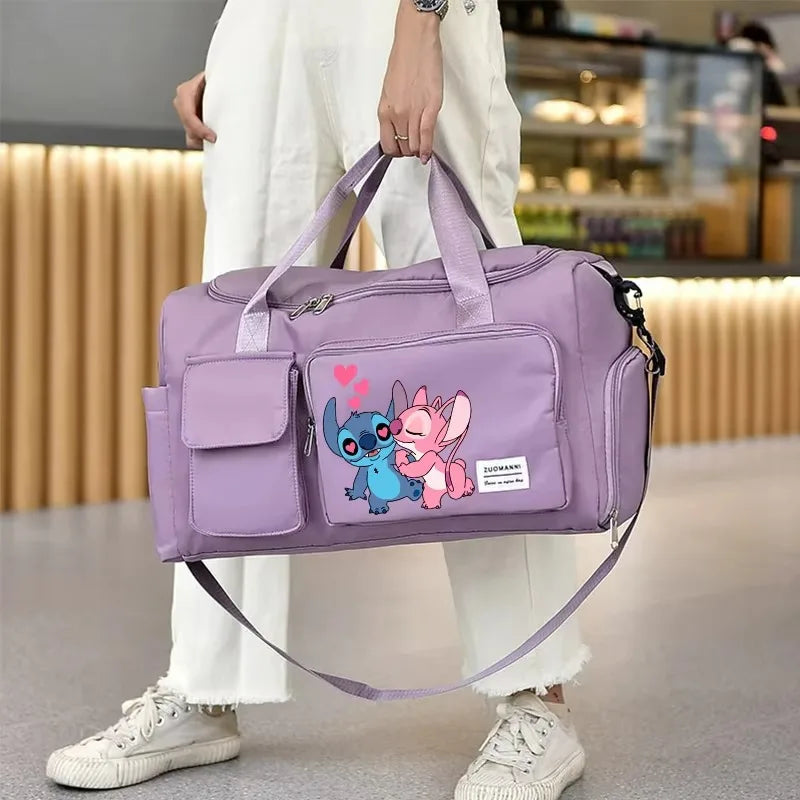 Stitch Splash-Pro Gym Duffel — Waterproof Kawaii Carryall with Shoe Compartment & Wet/Dry Divide (44×28×19cm)