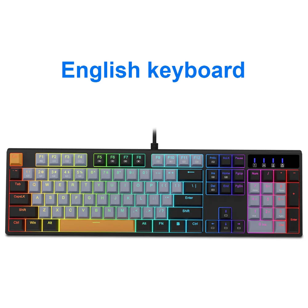 E-YOOSO Z14 RGB USB Mechanical Gaming Wired Keyboard Red Switch 104 Key Russian Brazilian Portuguese Gamer for Computer laptop