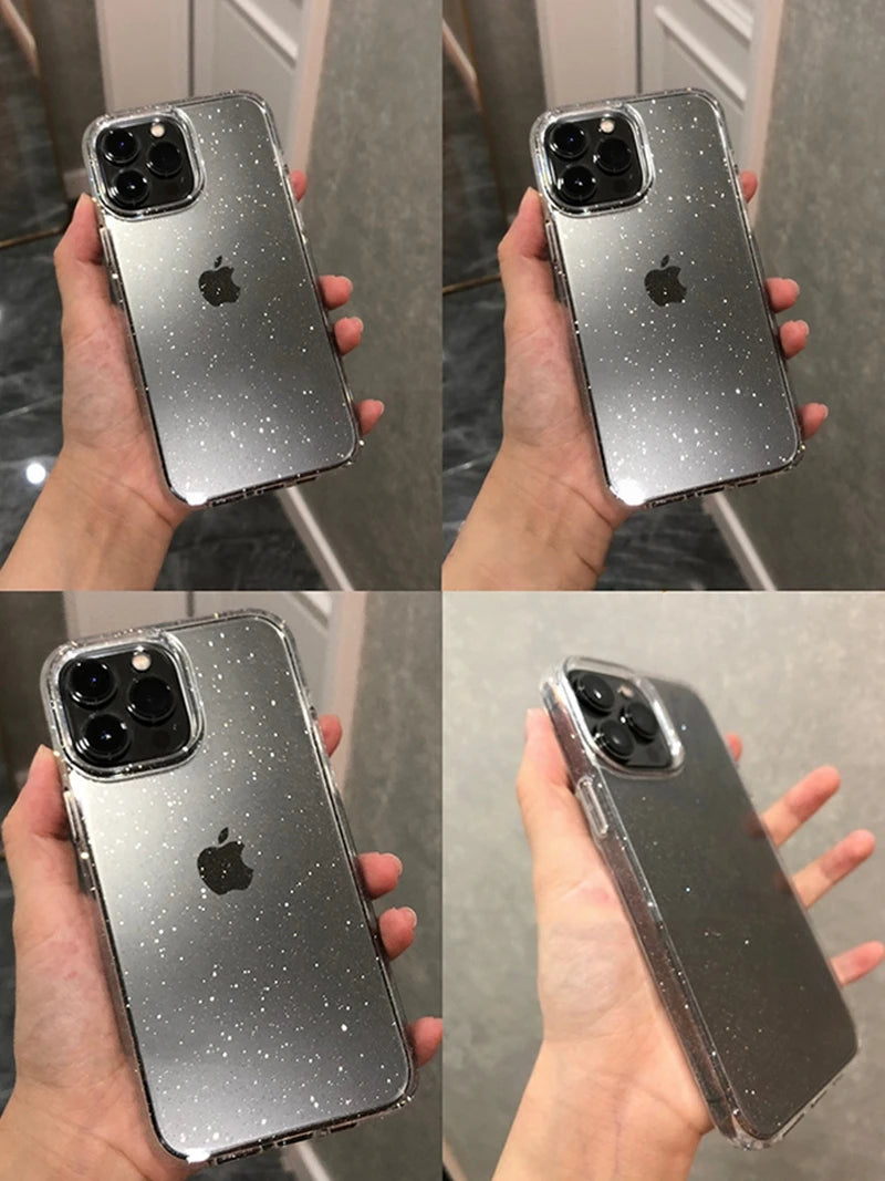 THOOBO! GlitzSnap LuxeCase – Transparent Glitter Bumper Cover for iPhone 16/15/14/13/12/11 Pro Max Mini (Shockproof, Washable, Non-Slip Bling!)