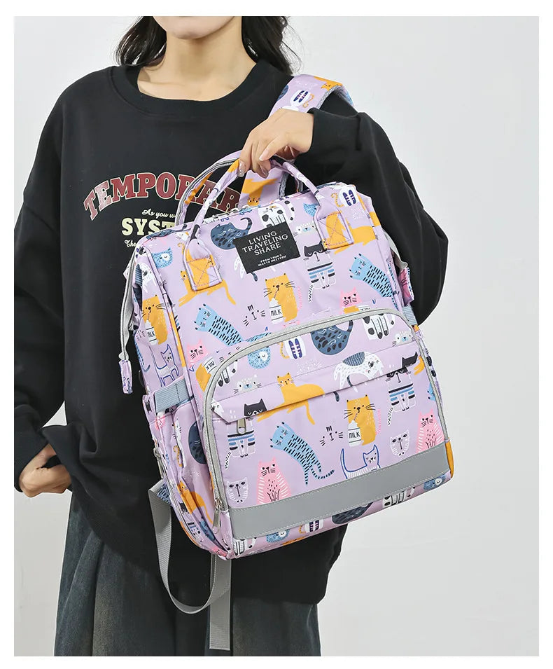JoyTrail Mommy Backpack — Lightweight Printed Nylon Maternity & Baby Travel Bag with Large Capacity