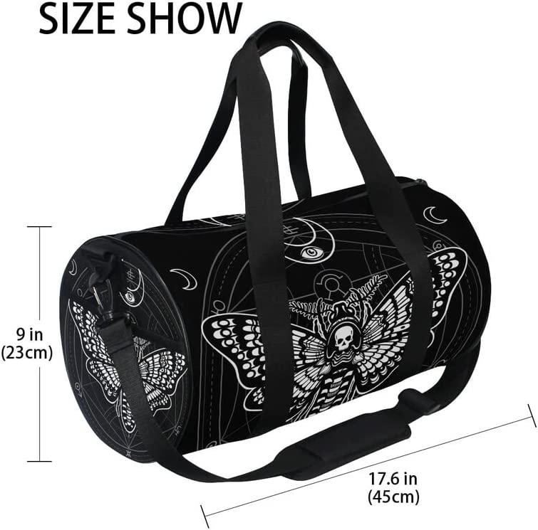 ShadowMoth Traveler — Gothic Skull & Moth Canvas Duffle Bag for Gym, Travel & Night Flights