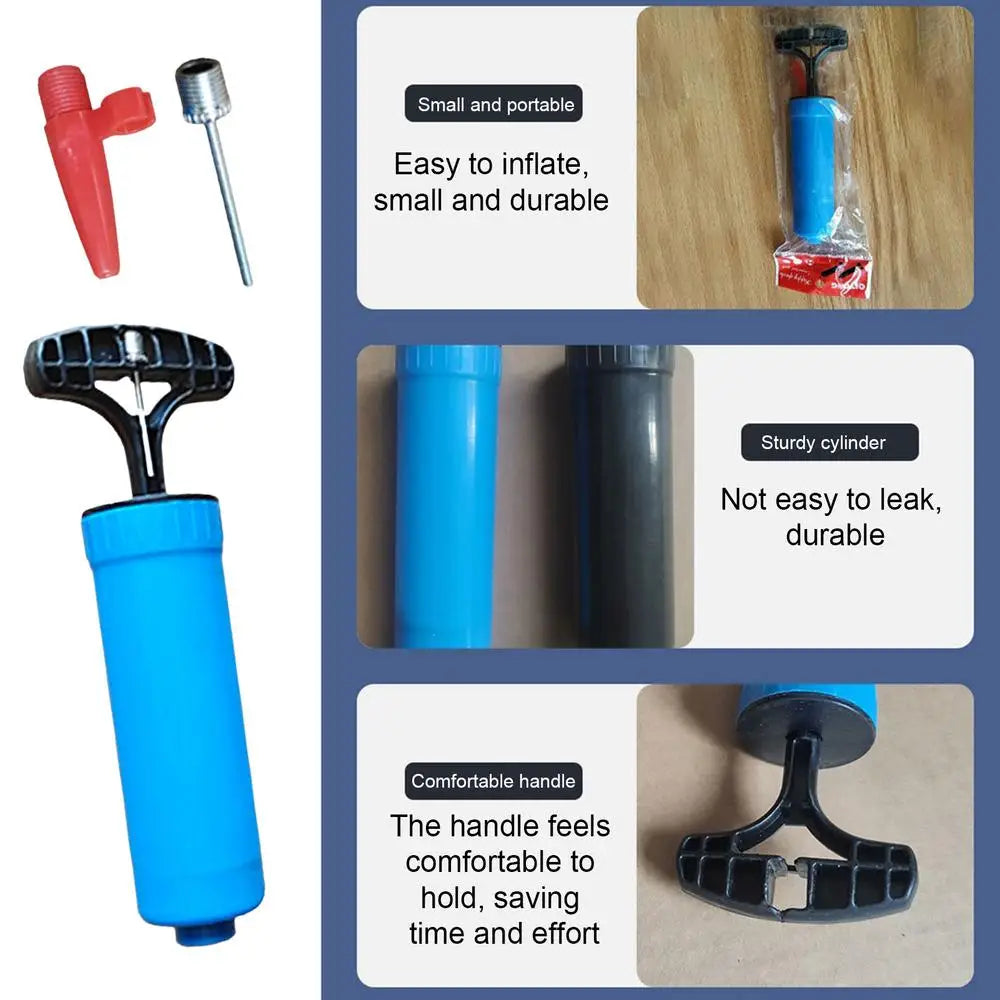 “Puff-n-Play” Pocket Air Pump – Quick-Fill Manual Pump for Basketballs, Soccer Balls & More (Blue)