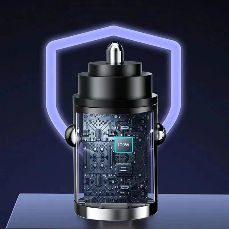 100W USB Car Charger Dual Ports Fast Charging Car Phone Charger For iPhone Samsung Xiaomi Quick Charge 3.0 Type C Charger In Car