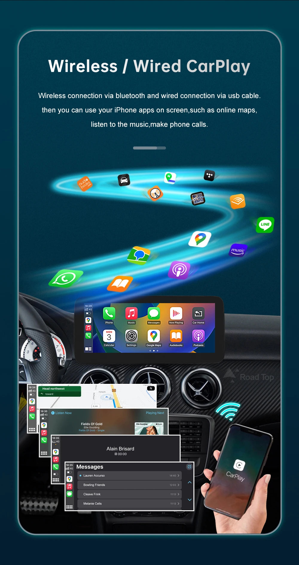 Road Top 12.3" Wireless CarPlay & Android Auto Screen for Mercedes-Benz Magic 🎶✨