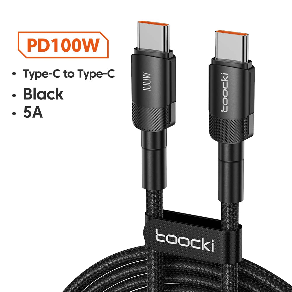 Toocki 100W Type C to USB C Cable PD 3.0 Quick Charge 4.0 Fast Charging Type C to Type C for iPhone 15 Macbook Samsung Xiaomi - THOOBO!