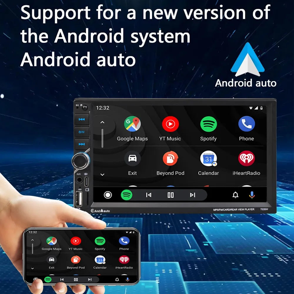 ESSGOO 7" Double Din CarPlay Android Auto Multimedia Player With HD Touchscreen & DSP Sound