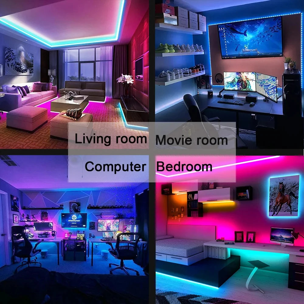 GlowSync Bluetooth LED Strip Lights – Smart 5050 SMD Flexible RGB Tape with App & Remote Control for TV, Gaming & Home Decor