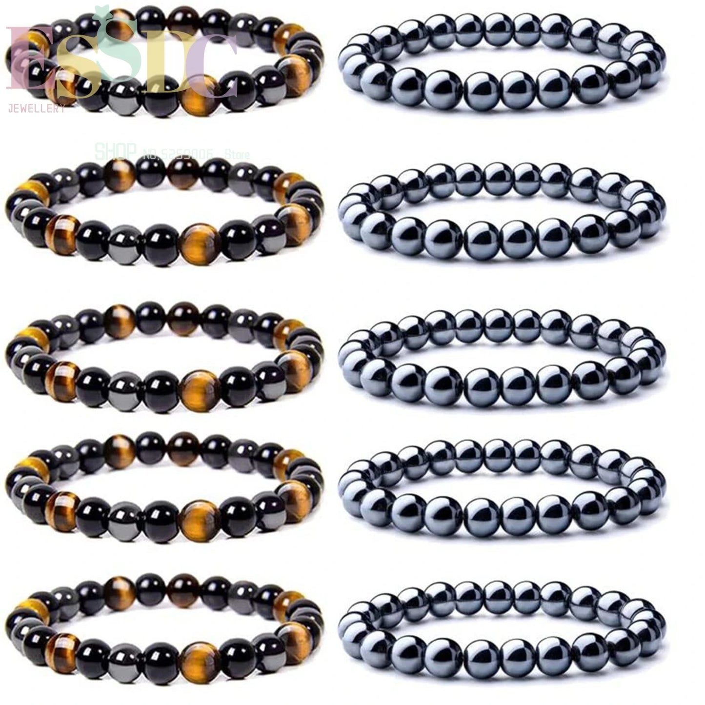Tiger Eye & Hematite Energy Bracelet – Magnetic Healing Beads for Strength, Balance & Happy Vibes ✨