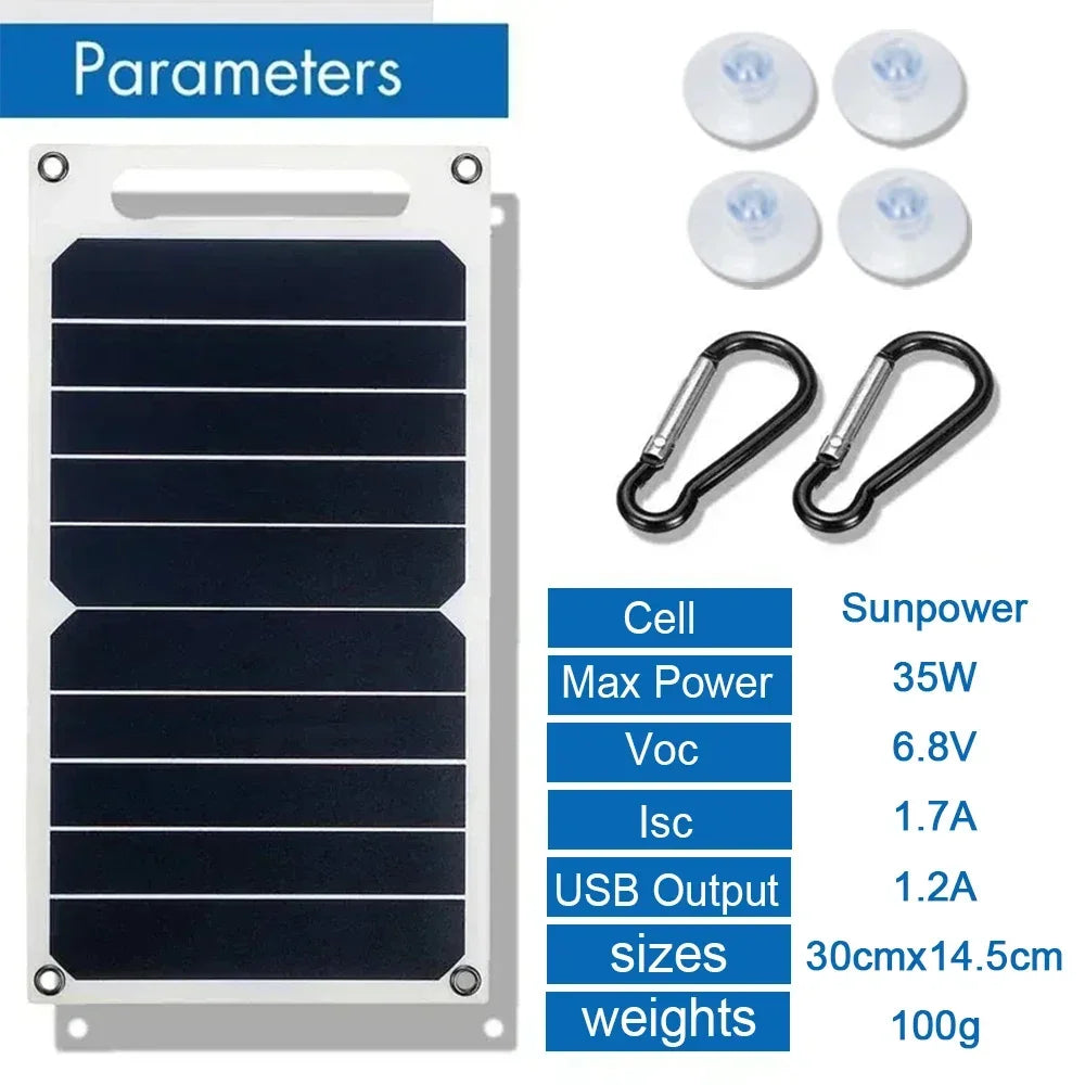 35W Sunpower Portable Solar Panel 5V Solar Plate WithUSB Safe Stabilize Charger ForPower Bank Phone Outdoor Camping Home RV Gift - THOOBO!