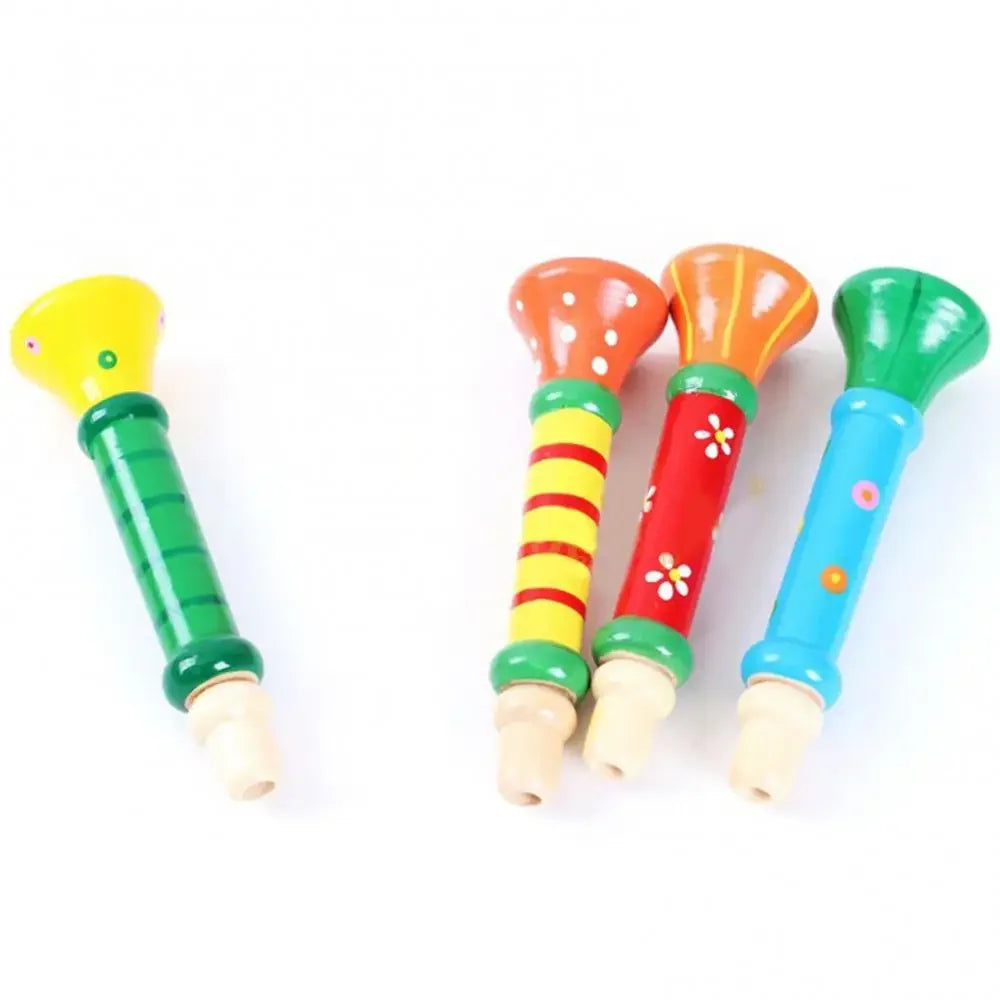 Wooden Trumpet Toy Horn Whistle Montessori Musical Instrument for Kids