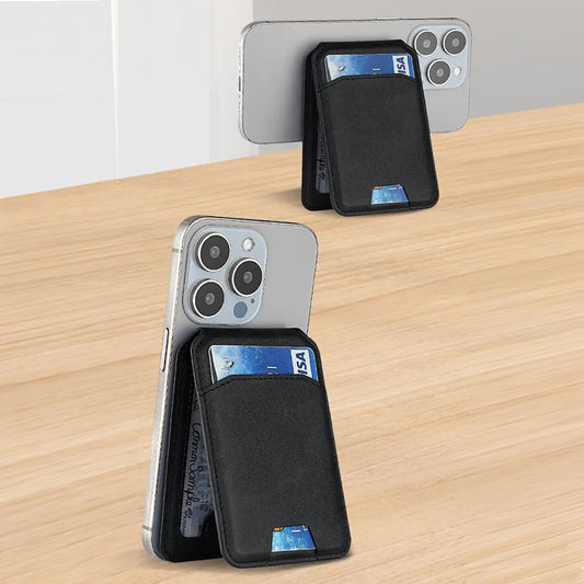 Magnetic Pu Leather Mobile Phone Case Card Pocket Phone Magsafe Credit Cards Holder Stand Cardholder for Apple Iphone 16 15 14