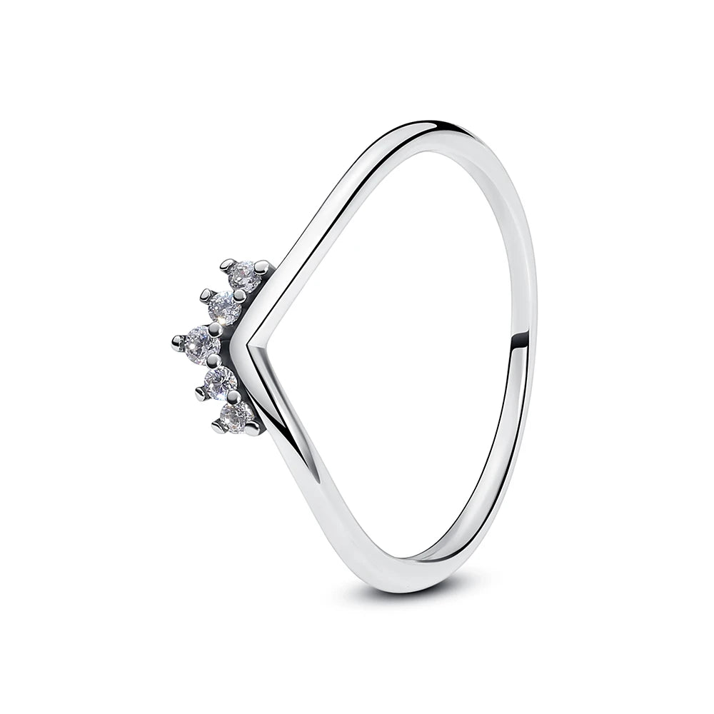 Celesté Crown Heart Ring — 925 Sterling Silver Wishbone of Love and Light
