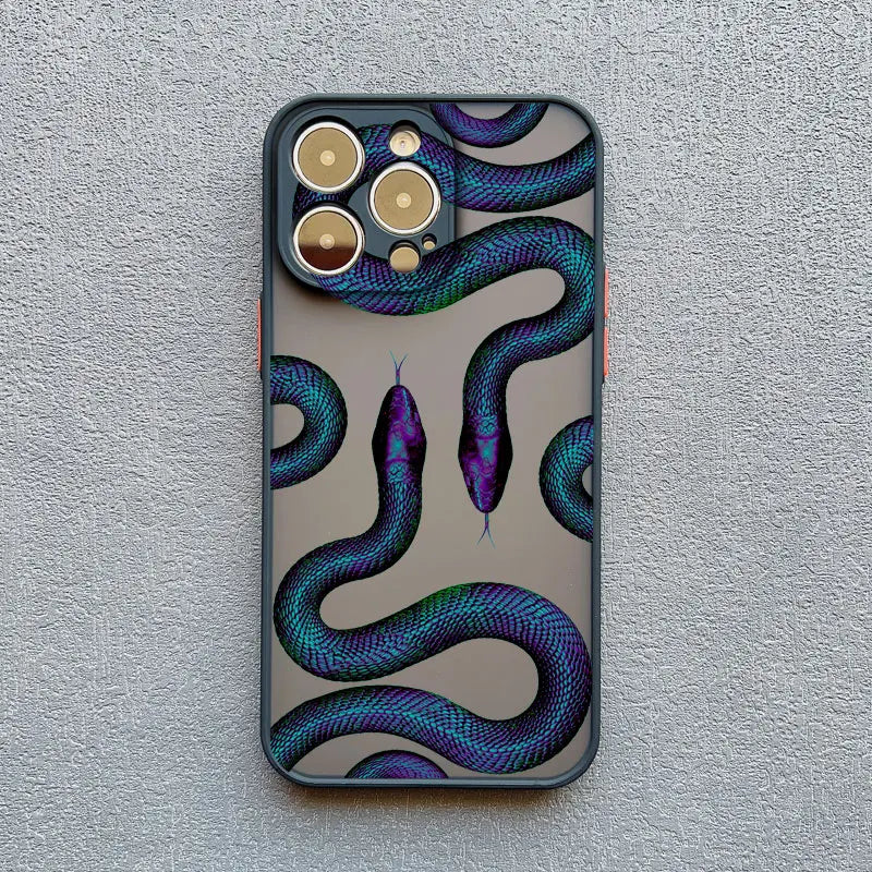 Luxurious Black Gold Snake Phone Case for IPhone 16 Plus 15 14 13 12 11 Pro Max Mini X XR Unique Dragon Shockproof Back Cover