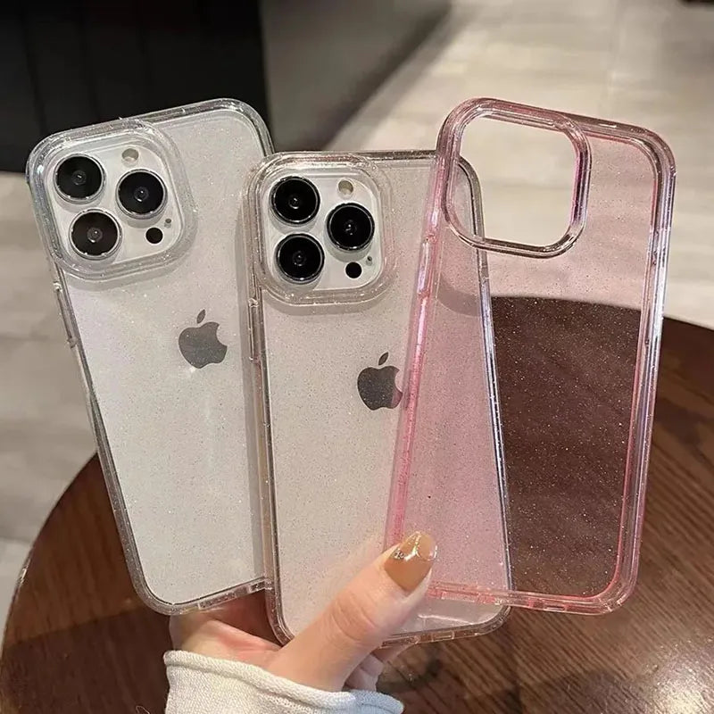 THOOBO! GlitzSnap LuxeCase – Transparent Glitter Bumper Cover for iPhone 16/15/14/13/12/11 Pro Max Mini (Shockproof, Washable, Non-Slip Bling!)