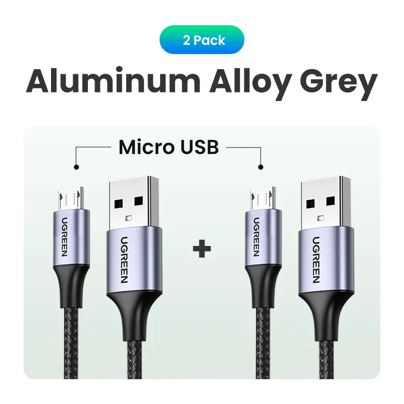 Ugreen Micro USB Cable 3A Nylon Fast Charging USB Type C Cable for Samsung Xiaomi HTC USB Charger Data Cable Mobile Phone Cable