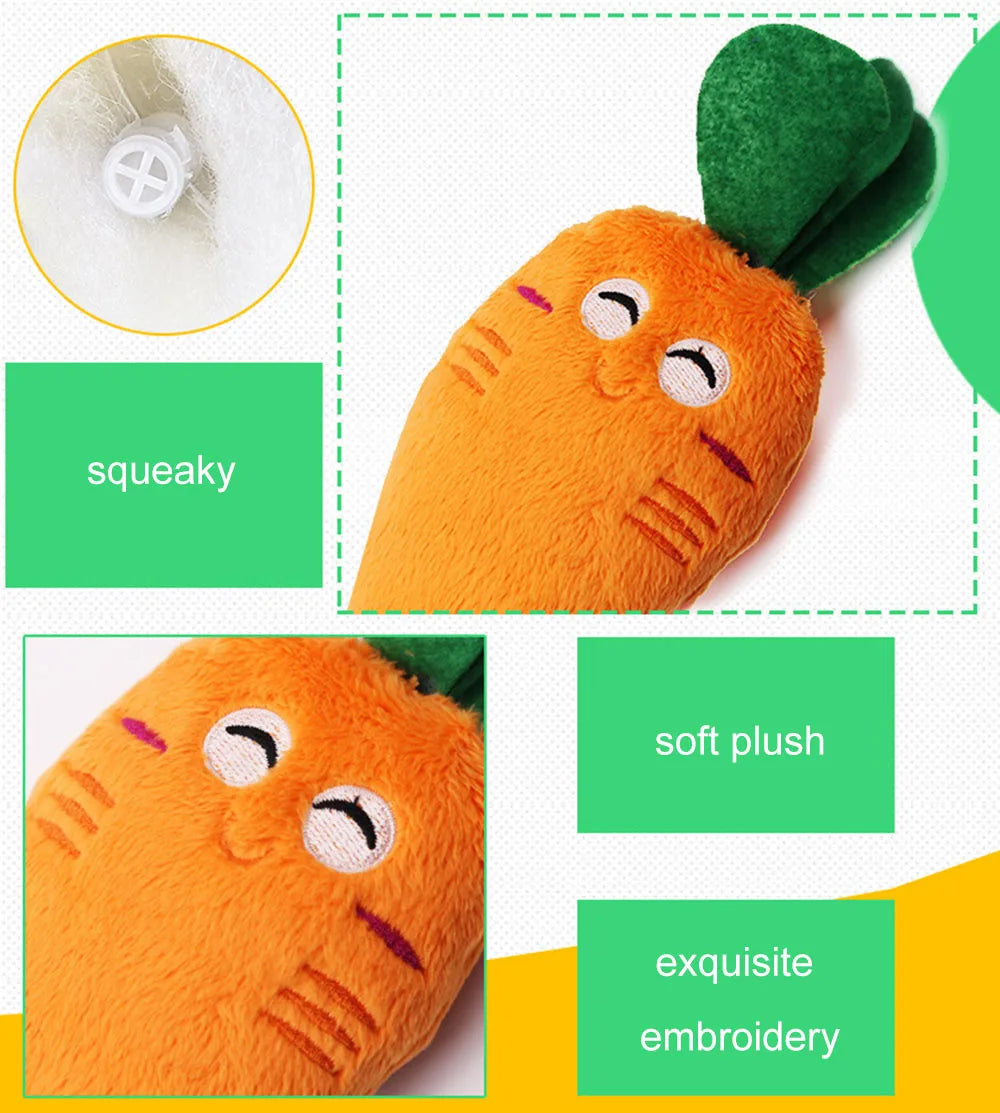 Chomp Charmers Plush Squeaky Bone & Carrot Toys – Built for Wiggles, Designed for Chewers!