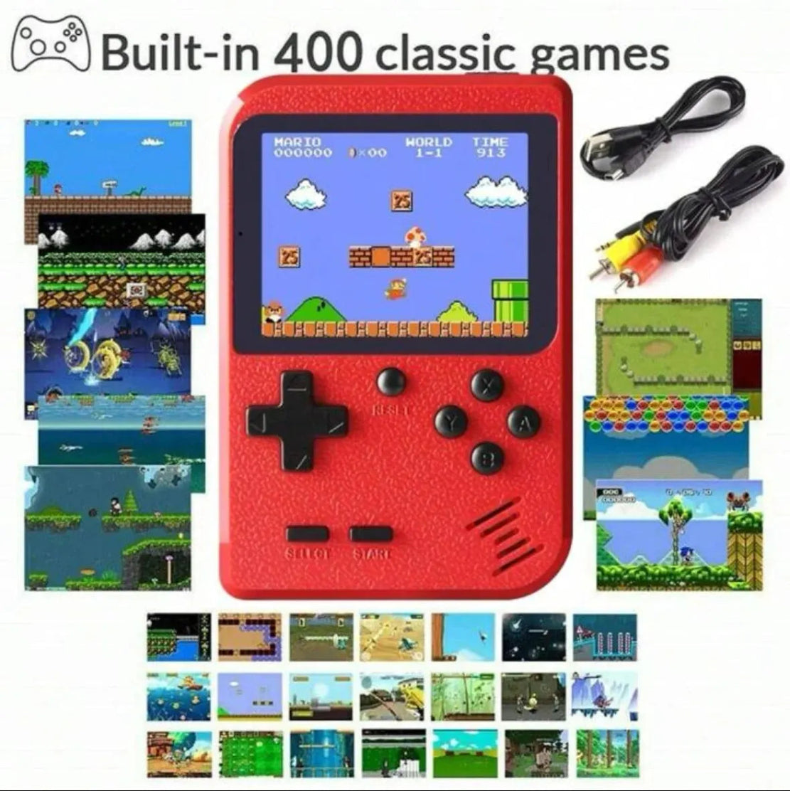 A Red Retro Classic Games Children's Handheld Small Game Console With Hundreds Of Game Charging Can Be Connected To The TV - THOOBO!