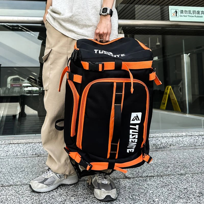 PatchVibe Titan — 75L Waterproof Gym & Travel Backpack w/ Shoe Garage + Laptop Vault