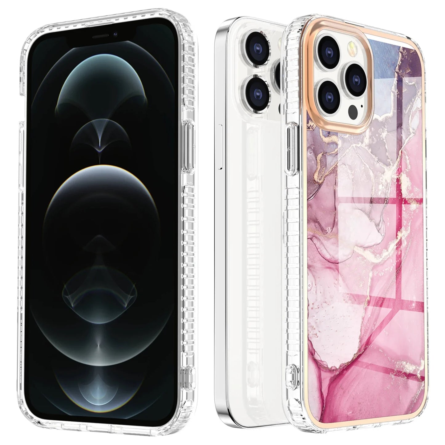 Gradient Colorful Marble Armor Case For iPhone 16 15 14 Pro MAX 13 12 11 X XS XR 7 8 14 Plus PC Bumper Shockproof Phone Cover