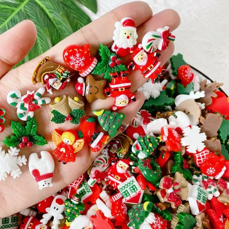50pcs Christmas Resin Flatbacks for DIY Crafts & Jewelry Making