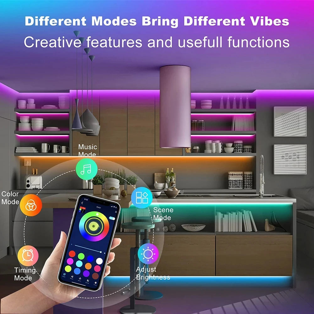 GlowSync Bluetooth LED Strip Lights – Smart 5050 SMD Flexible RGB Tape with App & Remote Control for TV, Gaming & Home Decor