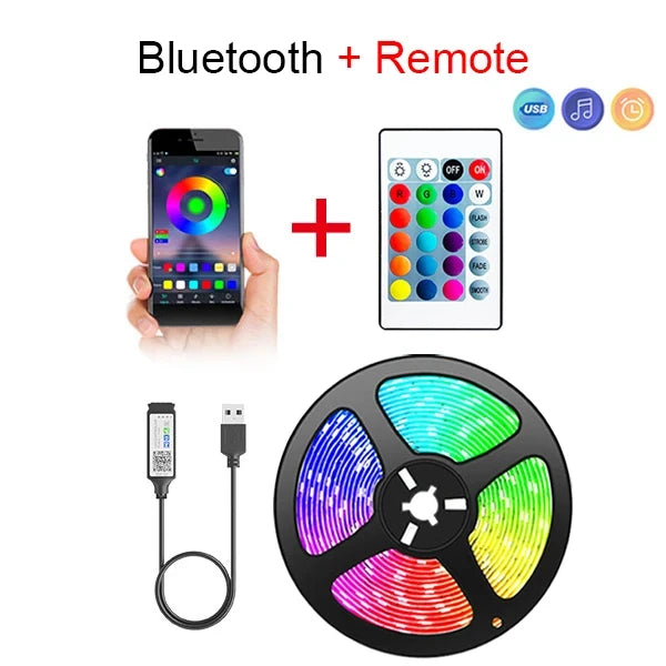GlowSync Bluetooth LED Strip Lights – Smart 5050 SMD Flexible RGB Tape with App & Remote Control for TV, Gaming & Home Decor