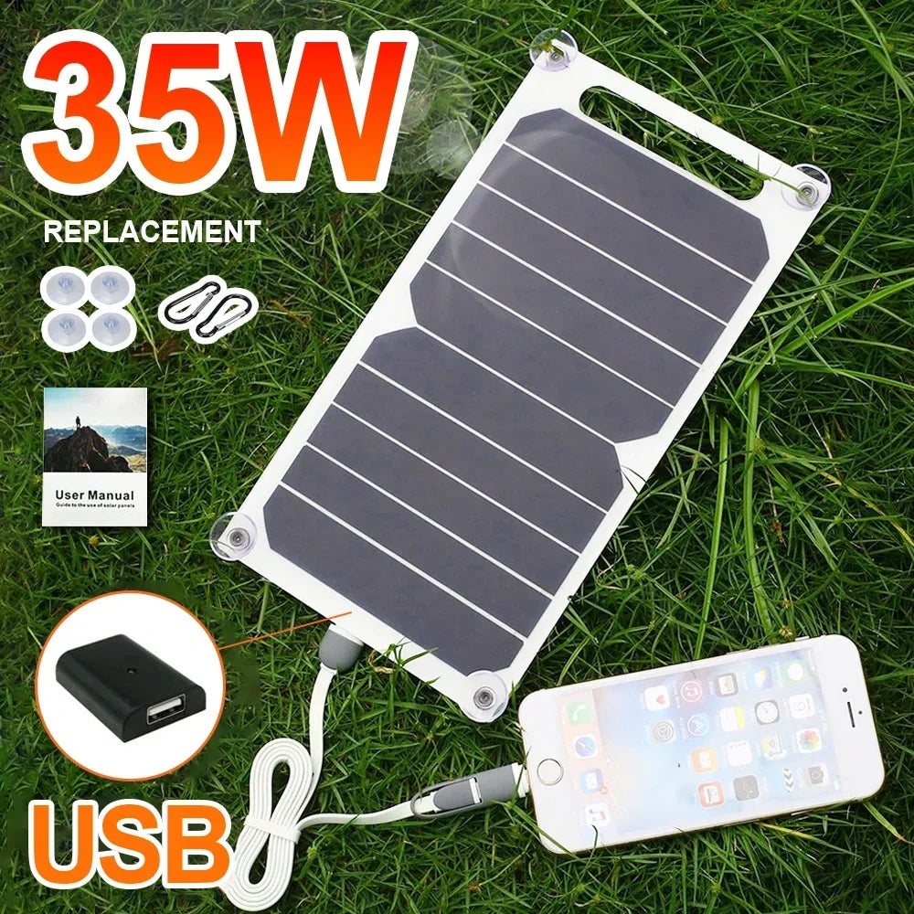 35W Sunpower Portable Solar Panel 5V Solar Plate WithUSB Safe Stabilize Charger ForPower Bank Phone Outdoor Camping Home RV Gift - THOOBO!