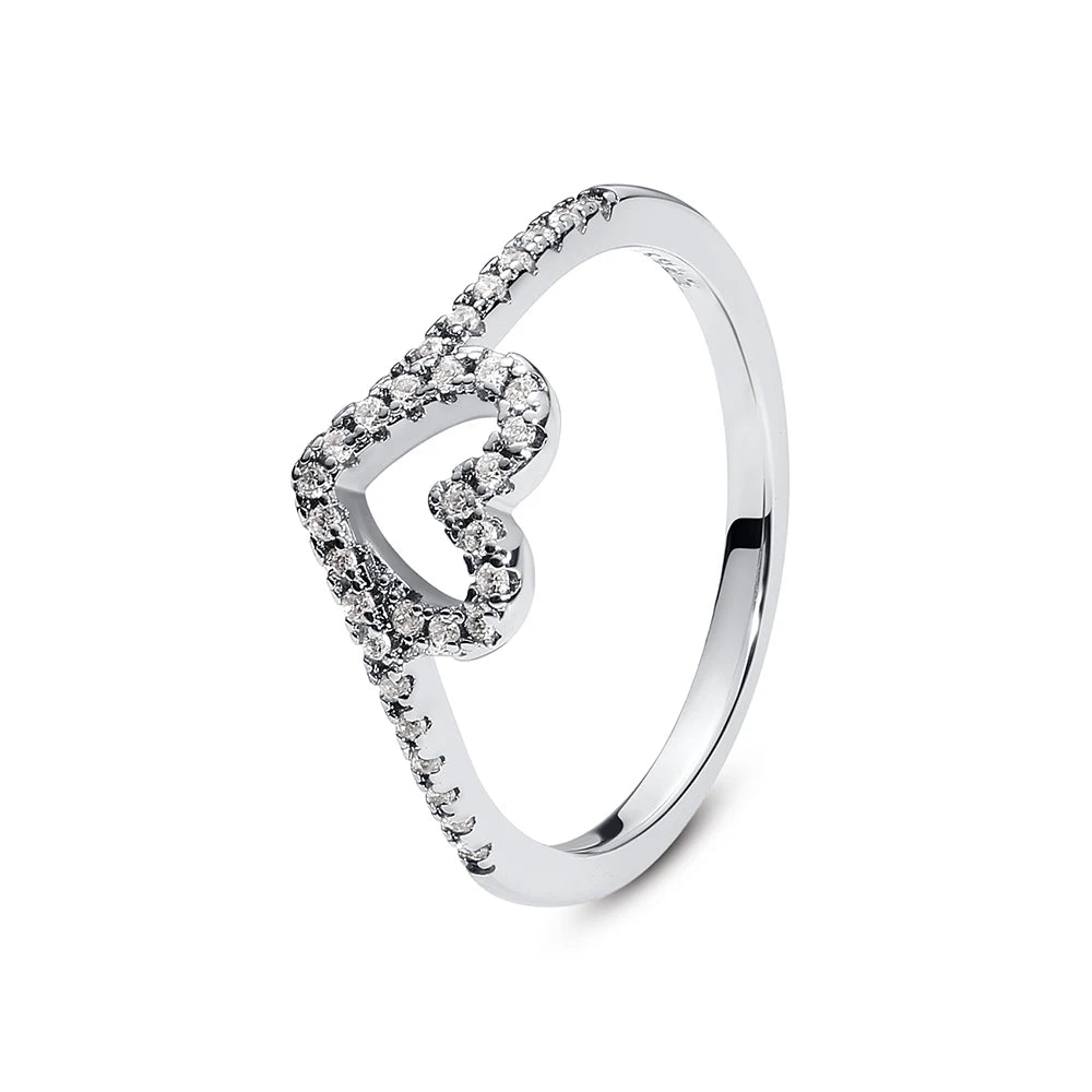Celesté Crown Heart Ring — 925 Sterling Silver Wishbone of Love and Light