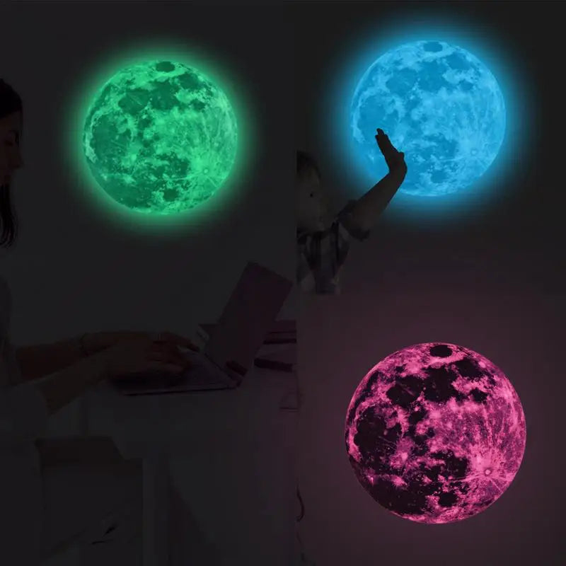 5/12/20/30/40CM Luminous Moon Wall Stickers Aesthetic PVC Fluorescent Self-Adhesive Decal Home Living Room Bedroom Wallpaper - THOOBO!