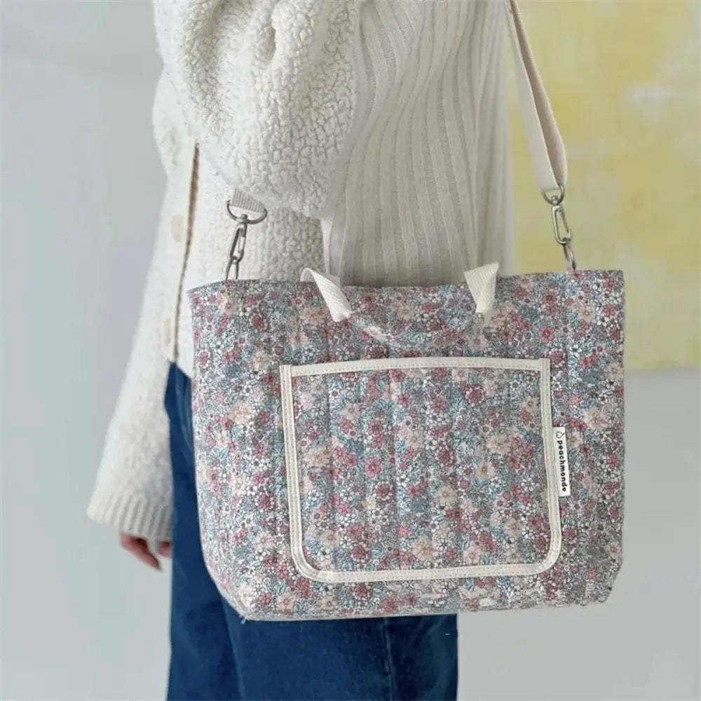 BloomCarry Luxe — Floral Cotton Mummy Bag for Modern Moms