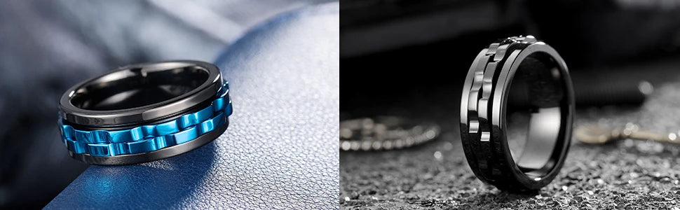 GearFury Chain-Spin Ring — Titanium Steel Grind, Zero-Noise Focus, 8mm Biker Cool (BT*8019)